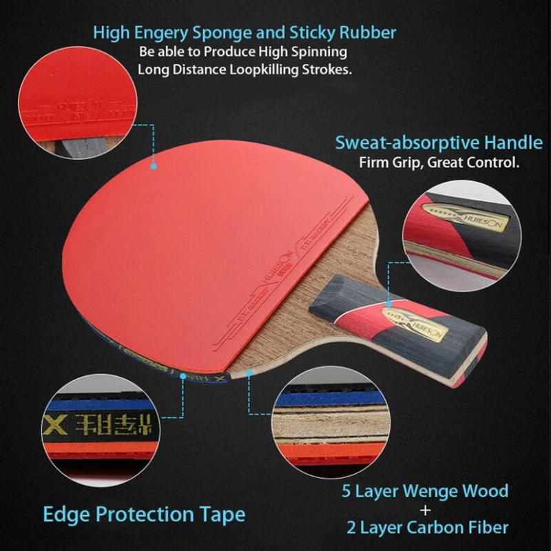 Huieson Wenge Carbon Fiber Klinge 6 Sterne Tischtennis Schläger Klebrige Pickel-in Gummi Super Leistungsstarke Ping Pong Schläger fledermaus