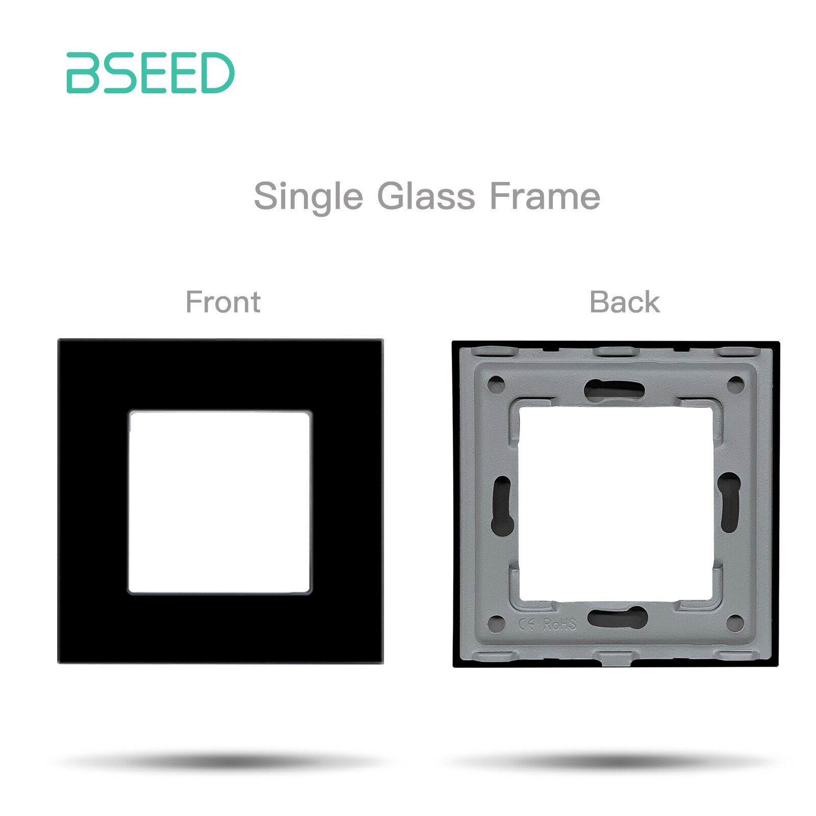 BSEED EU Standard Wall Glass Frame DIY Parts For Light Switch Sockets Metal Plate Included Crystal Panel Only 86/157/228mm: green