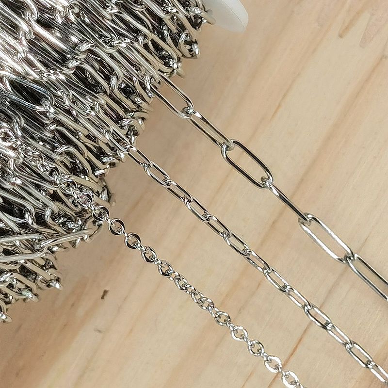 Cadena de collar de acero inoxidable de 2 metros para hacer joyería Diy, eslabones de Cable Rolo, cadenas a granel, accesorios de pulsera hechos a mano