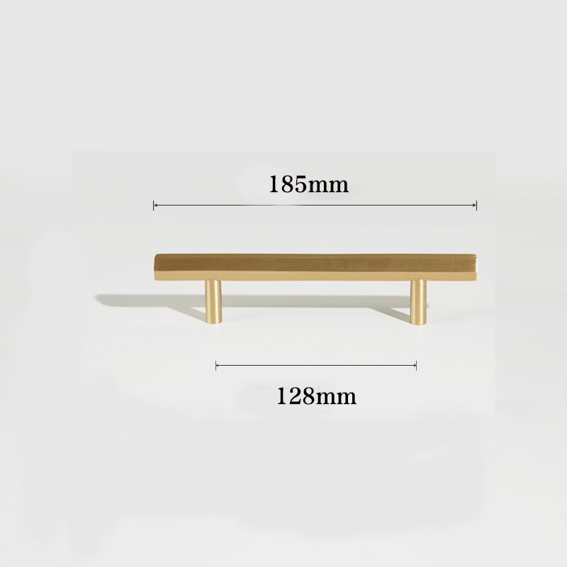 Qiansi nordiske møbelgreb knopper messing sekskantskabe og dørhåndtag t-stang metal sort garderobeskuffe trækker og knop: Længde 185 hul 128mm / Sort