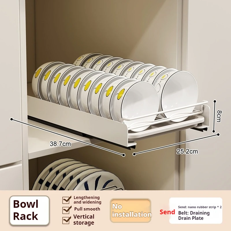 Keuken Uittrekbaar Schotel Opbergrek Huishoudelijke Kast Ponsvrij Schotel Trekmand Lade-type Afdruiprek Plaat Afvoerrek: Black