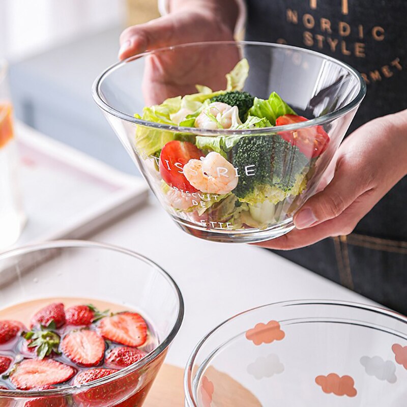 Bol japonés para ensalada, helado, fruta, vajilla de cristal transparente, fideos Ramen, sopa, postre, aperitivos, comida, mezcla, tazón artesanal, vajilla