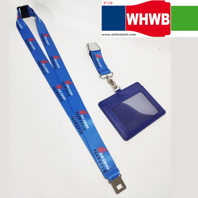 Air chine compagnie aérienne ceinture de sécurité avion boucle lanière ID badge carte titulaire pilote équipage compagnie bureau téléphone sangles: Jaune / or