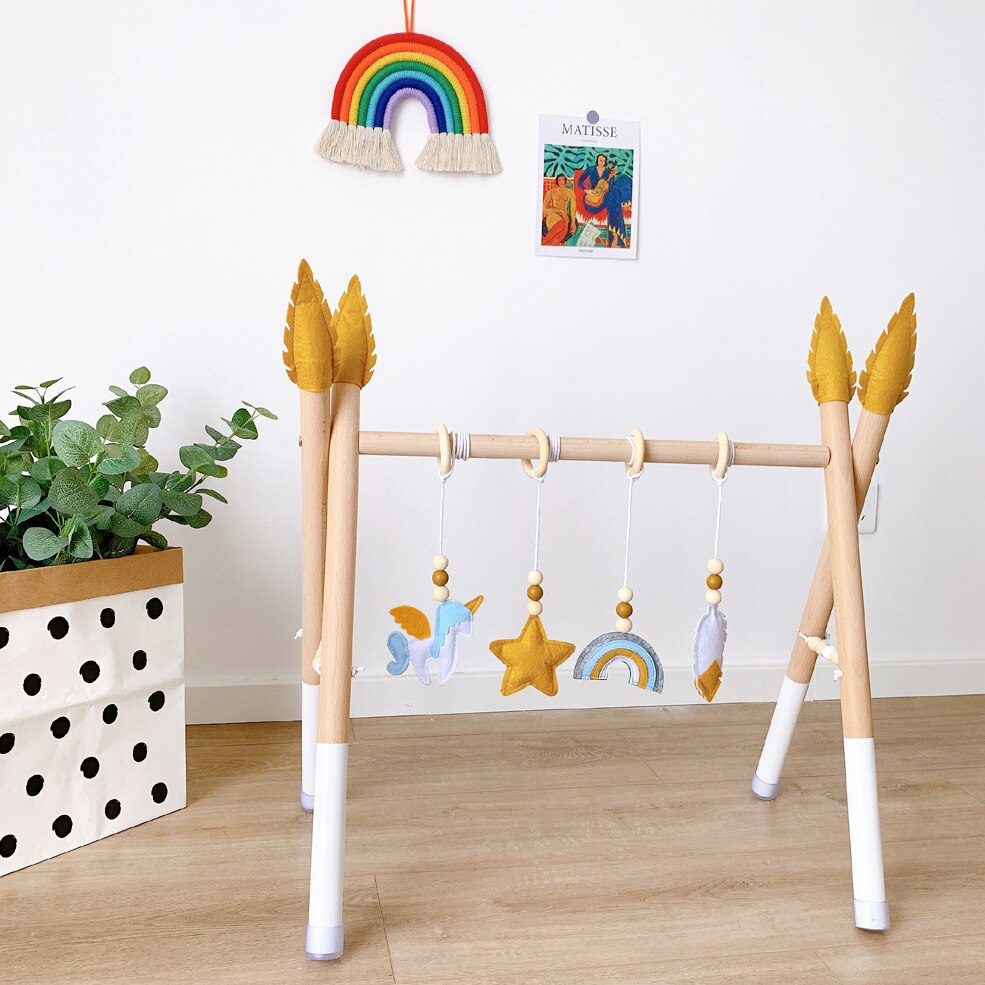 Nordic Houten Baby Activiteit Gym Spelen Kwekerij Zintuiglijke Ring-Pull Speelgoed Fitness Frame Kamer Decor Kleding Rack Speelgoed Voor kinderen