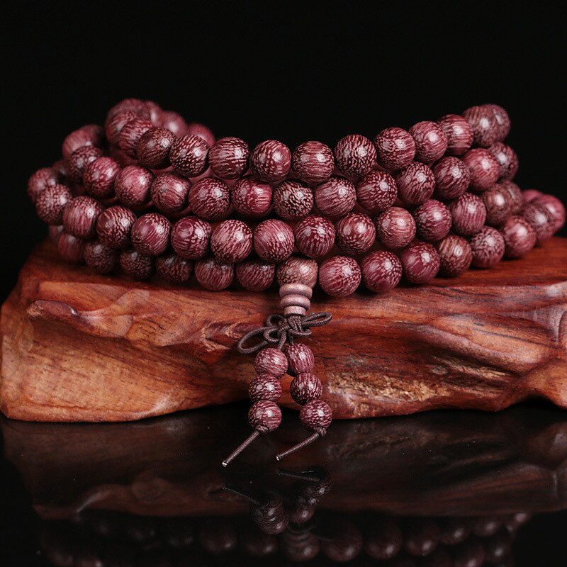 Bracelets Natural Violet 6mm 8mm Rosewood Beads 108 Buddha Bracelets Men Women Long Bangle Religion