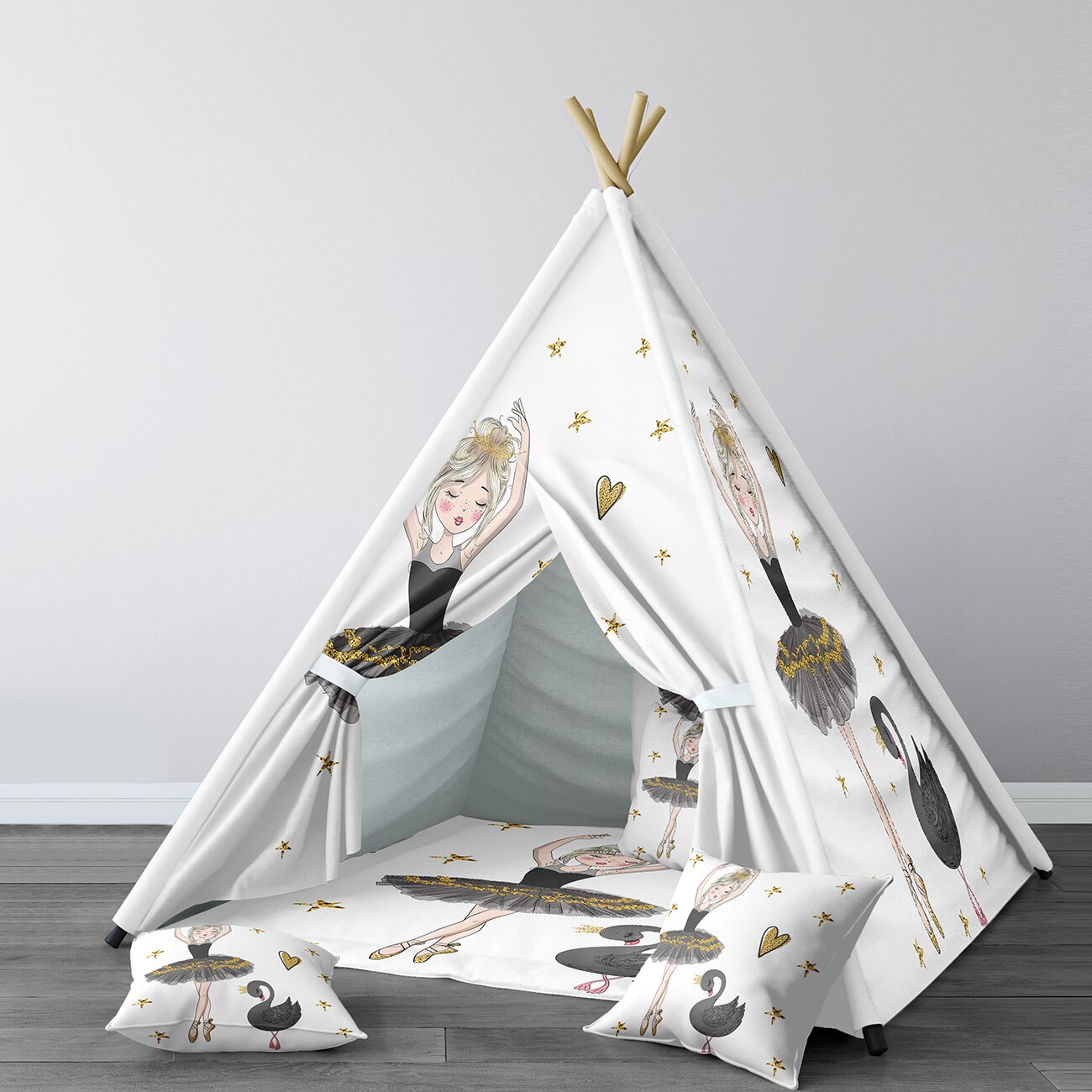 Spielzelt für kinder, wigwam, tragbares indoor-spielzelt für kinderzimmer, ballerina black swan modell 012