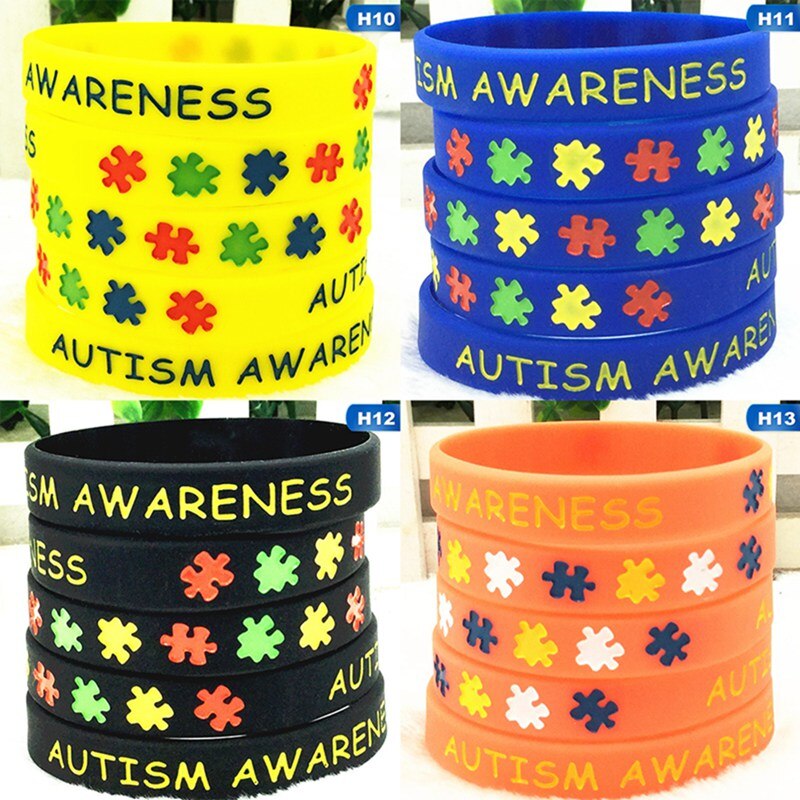 Autism Awareness Bracelets Awareness Creates Change Silicone Wristband Blue 1Pc