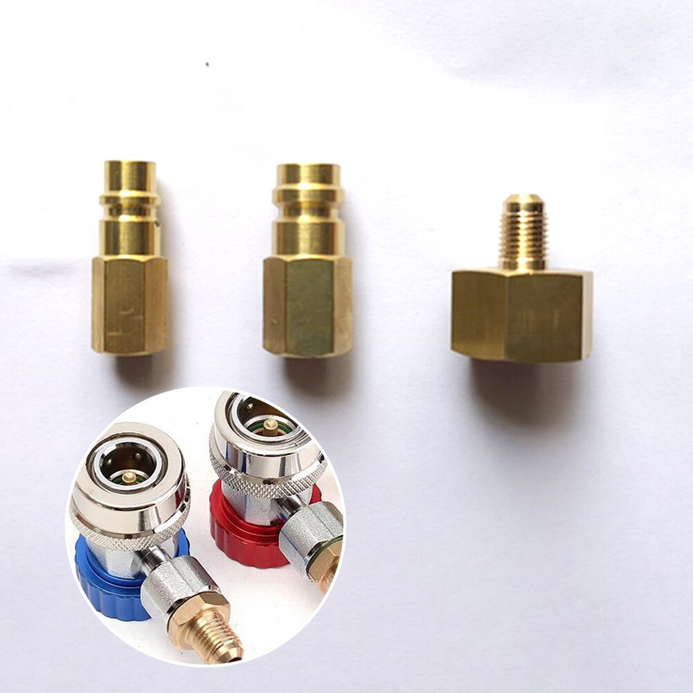 auto bil luft kondisjonering kjølemedium adapter sett til  r134a 1/4 "sae tråd  w21.8 til 1/4 '' sae rask kobling kontakt
