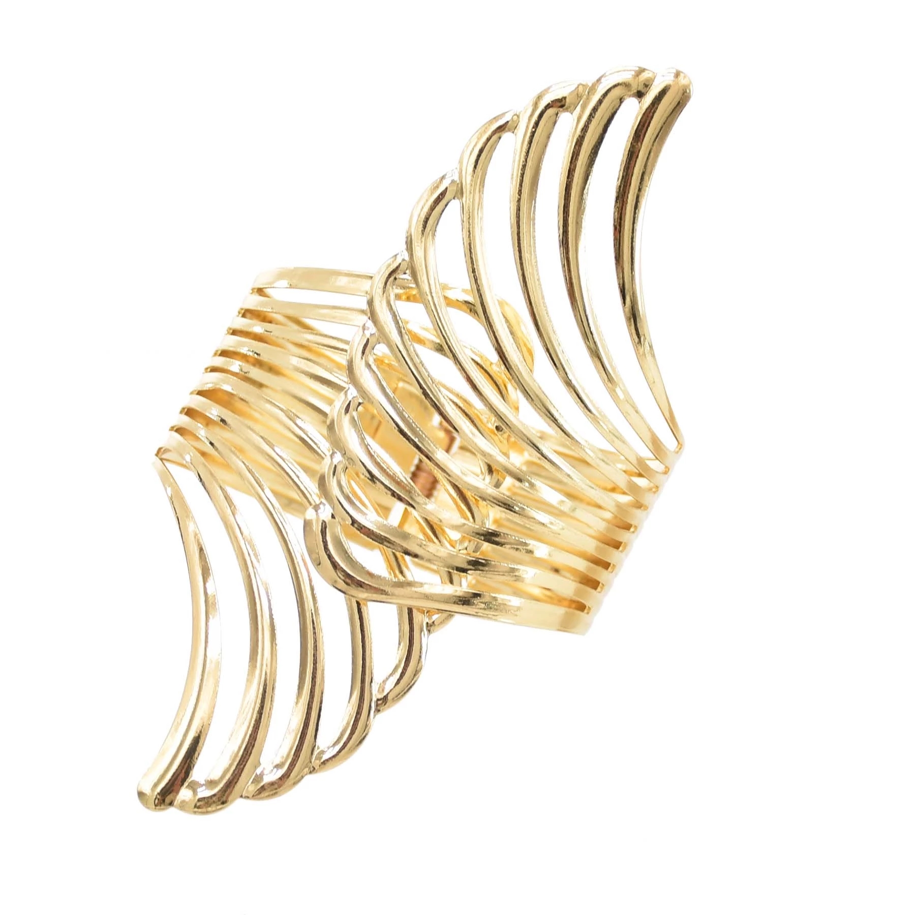 Hollow Wings Feather Wide Cuff Bracelets & Bangles For Women Men Gold Silver Color Alloy Open Big Male Female Bangle Jewelry