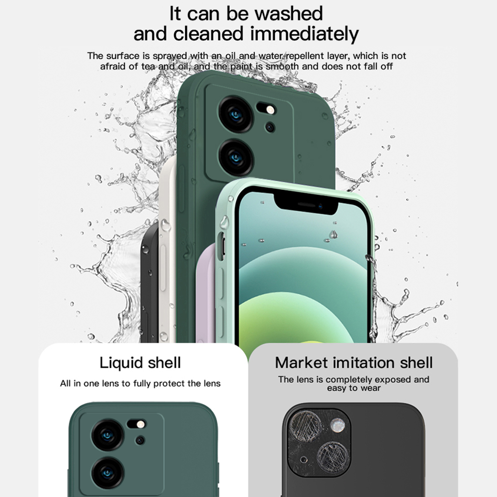 Voor Xiaomi 13 T Pro telefoonhoesjes Vierkante Vloeibare Siliconen Camera Lens Protector Zachte Cover voor Xiaomi Mi 13 t 13 T Mi 13 T Pro Schokbestendige hoesje