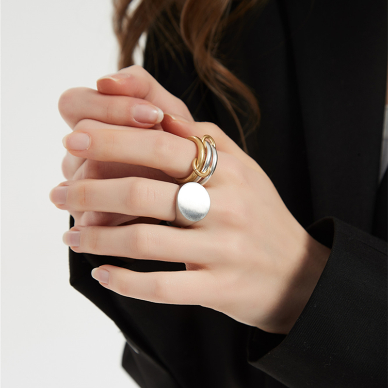 EDY Punk Vintage personalidad Simple tres capas Micro-incrustado circón mujer anillo para mujer chica joyería de