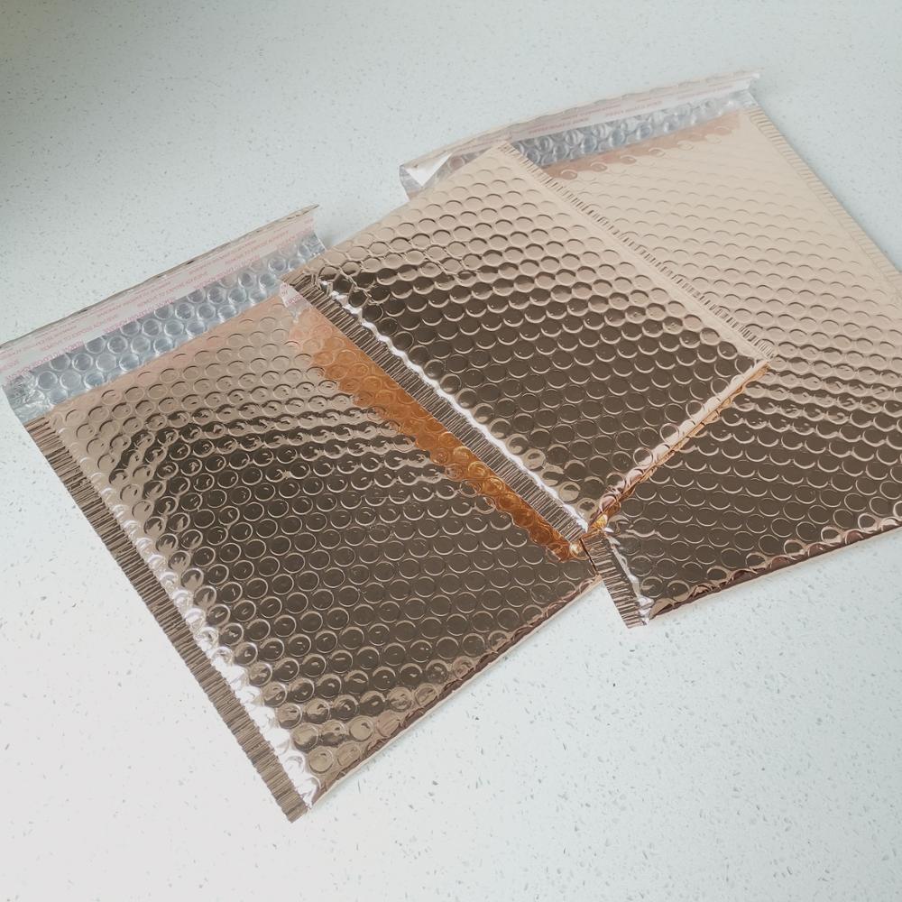 Guldrosa bubbla väska extra tjock poly vadderad bubbla kuvert 25 st 15 x 18cm/18 x 23+4cm multifunktionell mailer för paket