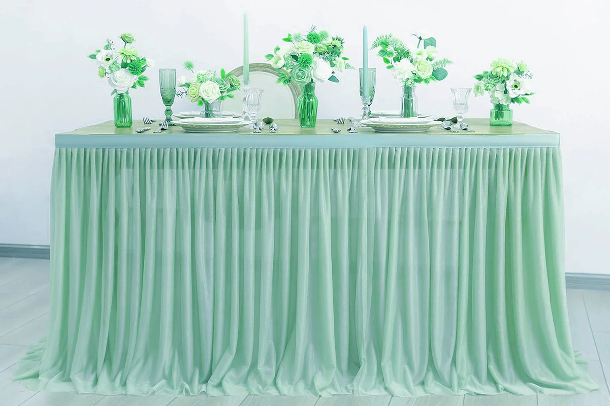 White Tulle Table Skirt Rectangle/Round Tables Ruffle Semi Sheer Tablecloths for Wedding Bridal Shower Birthday Party Decoration: 140*140cm / Watermelon
