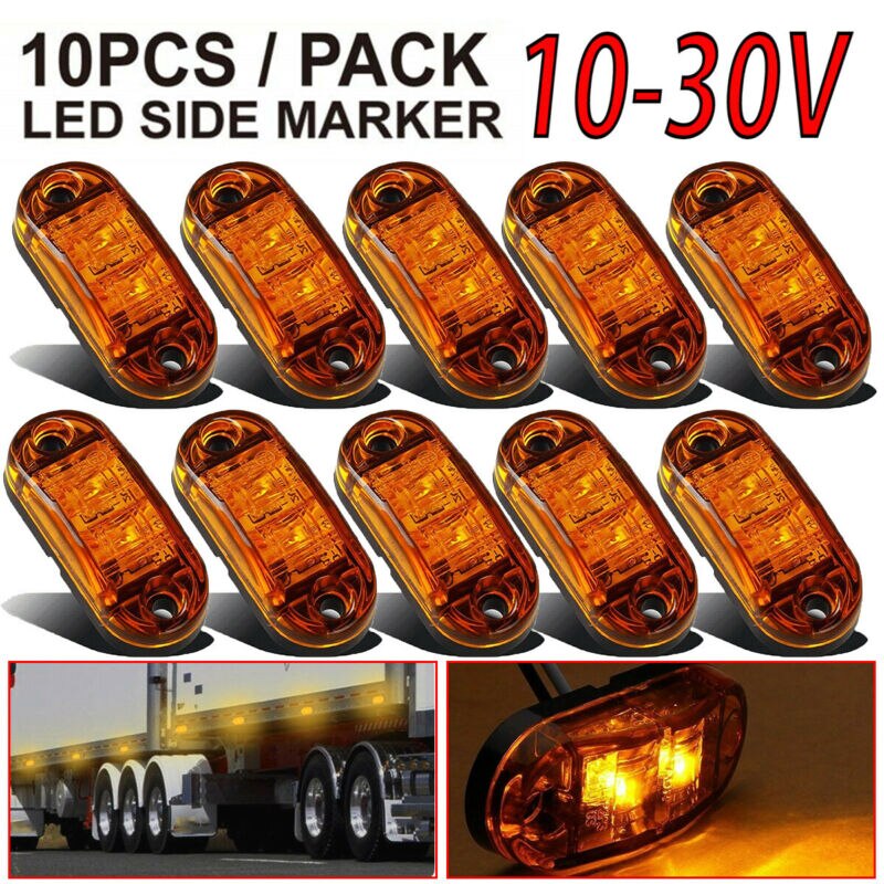 Sidemarkeringslygter gult led markeringslygter lysafstand 10v-30v 10 stk 2 diode led lastbil