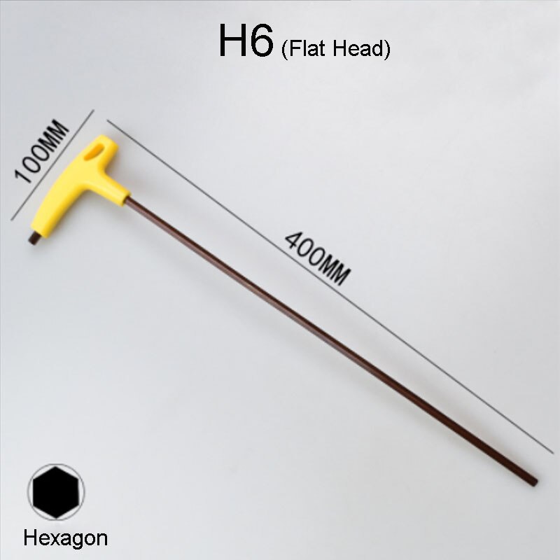 1PCS T-Handle Hex Key Wrench 400mm Flat/Ball head Hex Socket Screwdriver Universal Double-end Wrench Allen Screws Tools: H6-400MM Flat