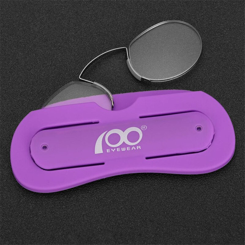 vision reading glasses stainless steel anti blue light SOS Emergency Nose Clip eyeglasses presbyopia #RD8107C8: +300 / purple