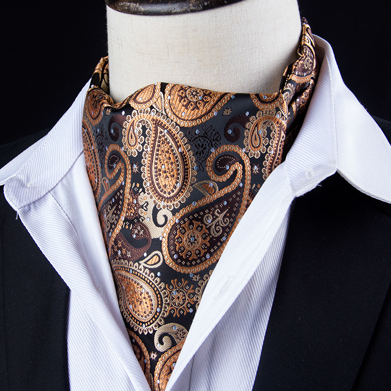 Paisley Floral Ascot Tie Men Pink Ascot Cravat Man Green Silk Cravat Tie Mens Brown Polyester Wedding Ascot Scarf Green B109