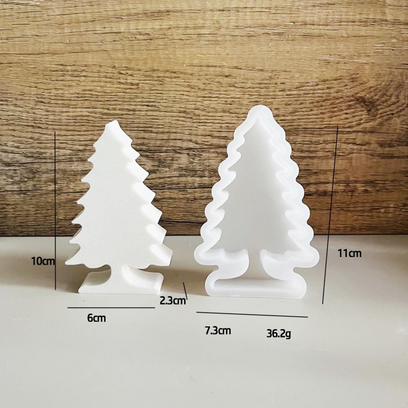 Ornamento da tavolo per albero di pino di Natale Stampi in silicone base per candela in gesso fai-da-te tappo-in Decorazione per auto Stampo in resina Artigianato per la casa: nero