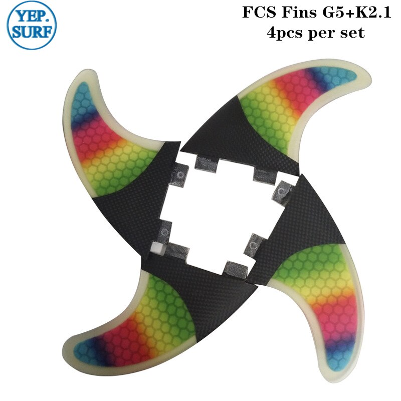 FCS aileron surf arc-en-ciel Fibre de carbone aileron quad palmes Quilhas multicolore planche de surf Fin