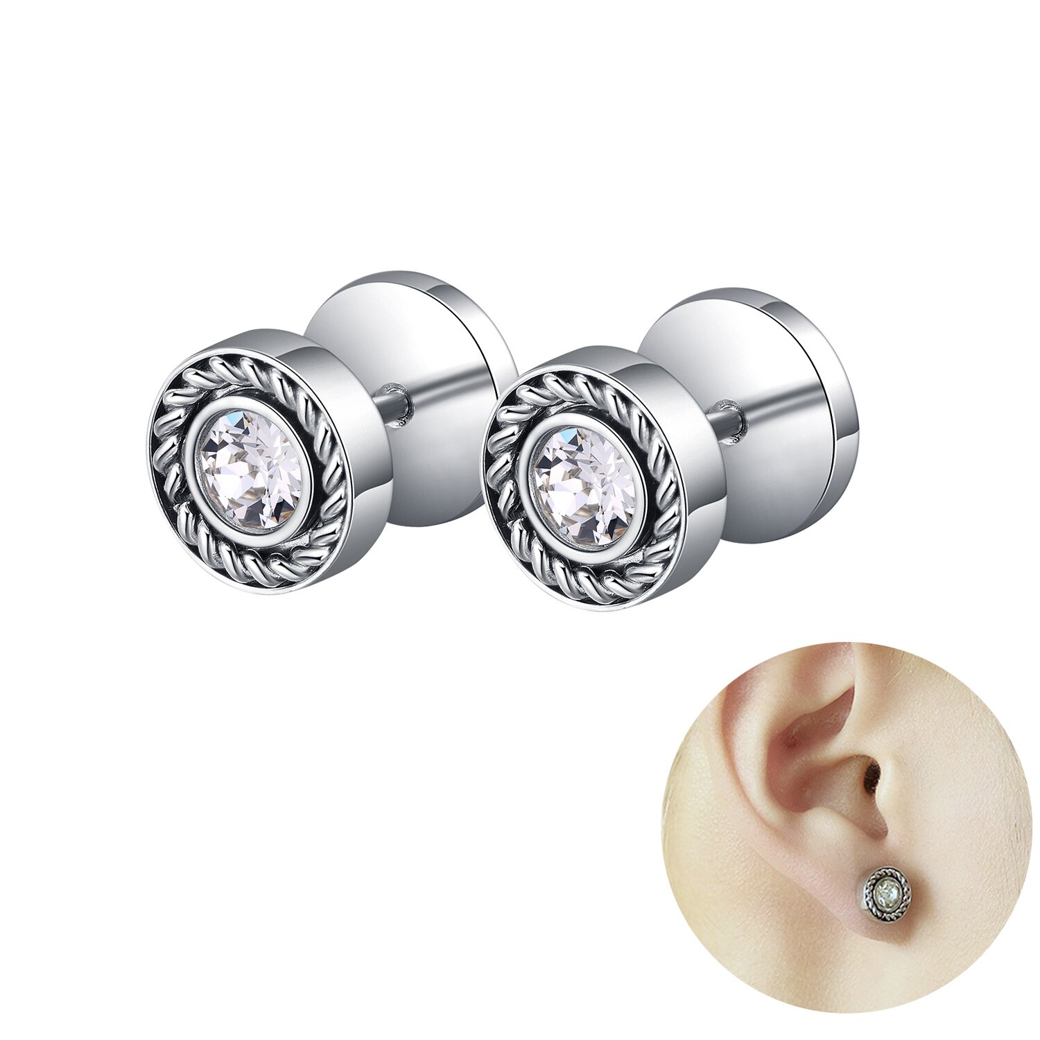 Various Punk Hiphop European Men Women Retro 316L Stainless Steel Earrings Simple Personality Jewelry For Birthday: ZYE020