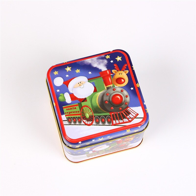 Christmas Tin Box Package Wedding Party Candy Baking Cookies Biscuit Case Container Christmas Decoration for Home: E