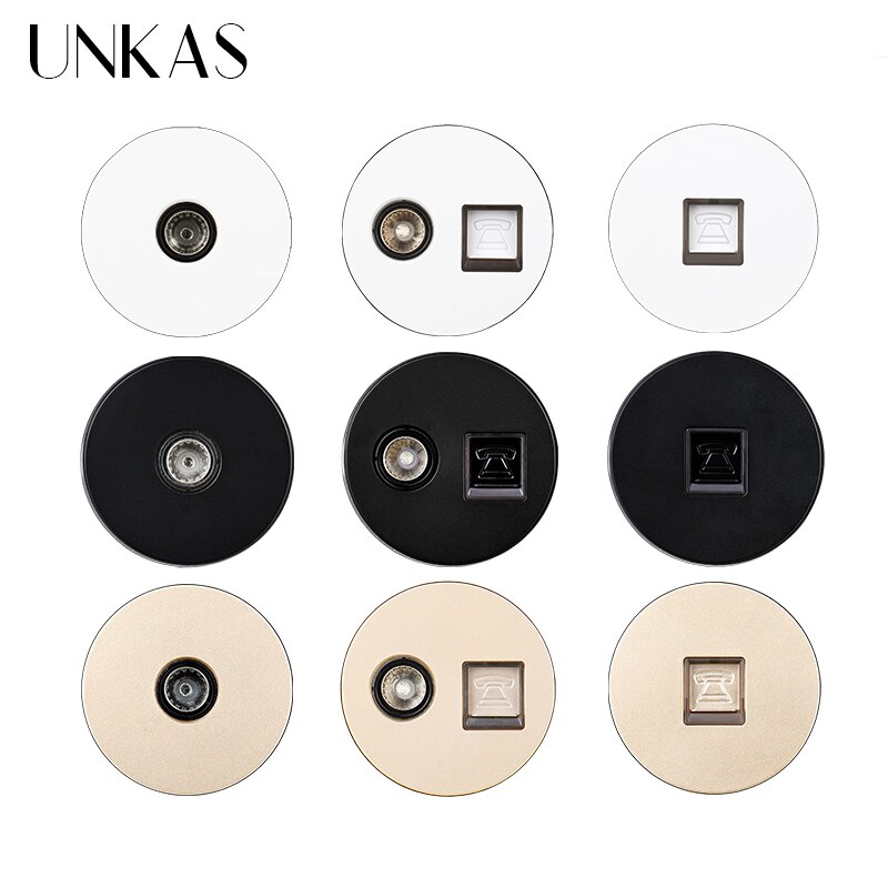UNKAS DIY Modules Matching TV Connector Port RJ12 Telephone Jack For Wall Power 16A Socket Free Combination Outlet