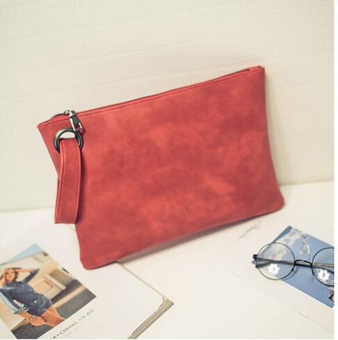 Bolso de mano con cremallera y mango de anillo para mujer, Cartera de mano de piel sintética de estilo Vintage de gran capacidad,: Rojo