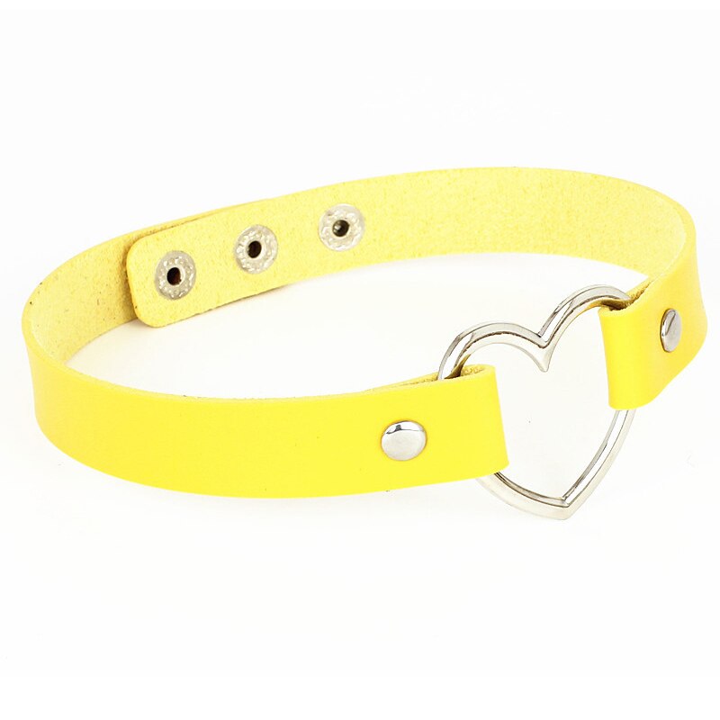 Collar de cuero con remaches Punk gótico para hombre y mujer, Gargantilla en forma de corazón, accesorios de joyería: 19