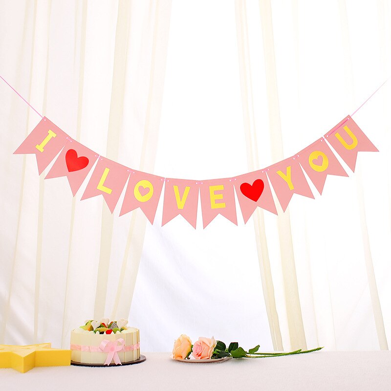 1einstellen ICH Liebe Sie Banner Papier Flagge Wimpel Banner Hochzeit Vorschlagen Ehe partei Glücklich Valentinstag Dekoration Liebhaber liefert