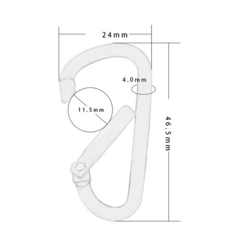 10 Stuks 10Kg/22lbs Aluminium Karabijnhaak Licht Gewicht Stuff Sleutelhanger Camping Duurzaam D Vormige Haak Gesp Karabijnhaak clips