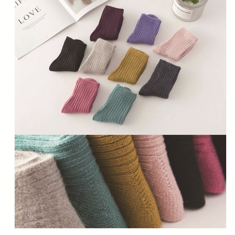 Chaussettes chaudes en laine pour enfants de 1 à 3 ans, fille et garçon, couleur unie, hiver paires/lot