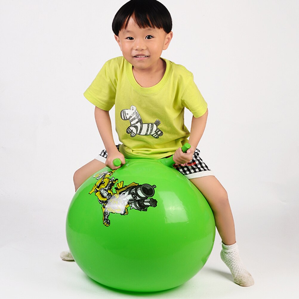 1pc Thickened Bouncing Ball Inflatable Exercise Ball Jumping Ball Bouncy Ball Handle Ball For Children (Random Color)