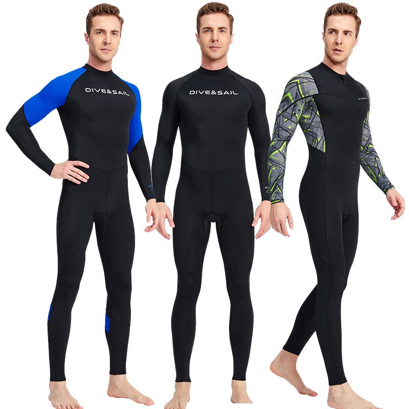 Men&#39;s Full Body Wetsuit Surfing Diing Suit Scuba Dive Skin Rash Guard One Piece Long Sleee Front Zip Quick Dry Sunsuit UPF50+