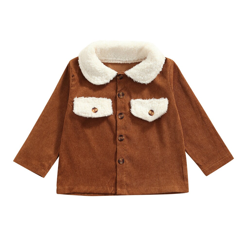 Kids Unisex Baby Meisjes Jongens Kinderen Contrast Kleur Jas, loose Fit Lange Mouw Revers Neck Button-Up Jas Winter Warm Top 2-7T