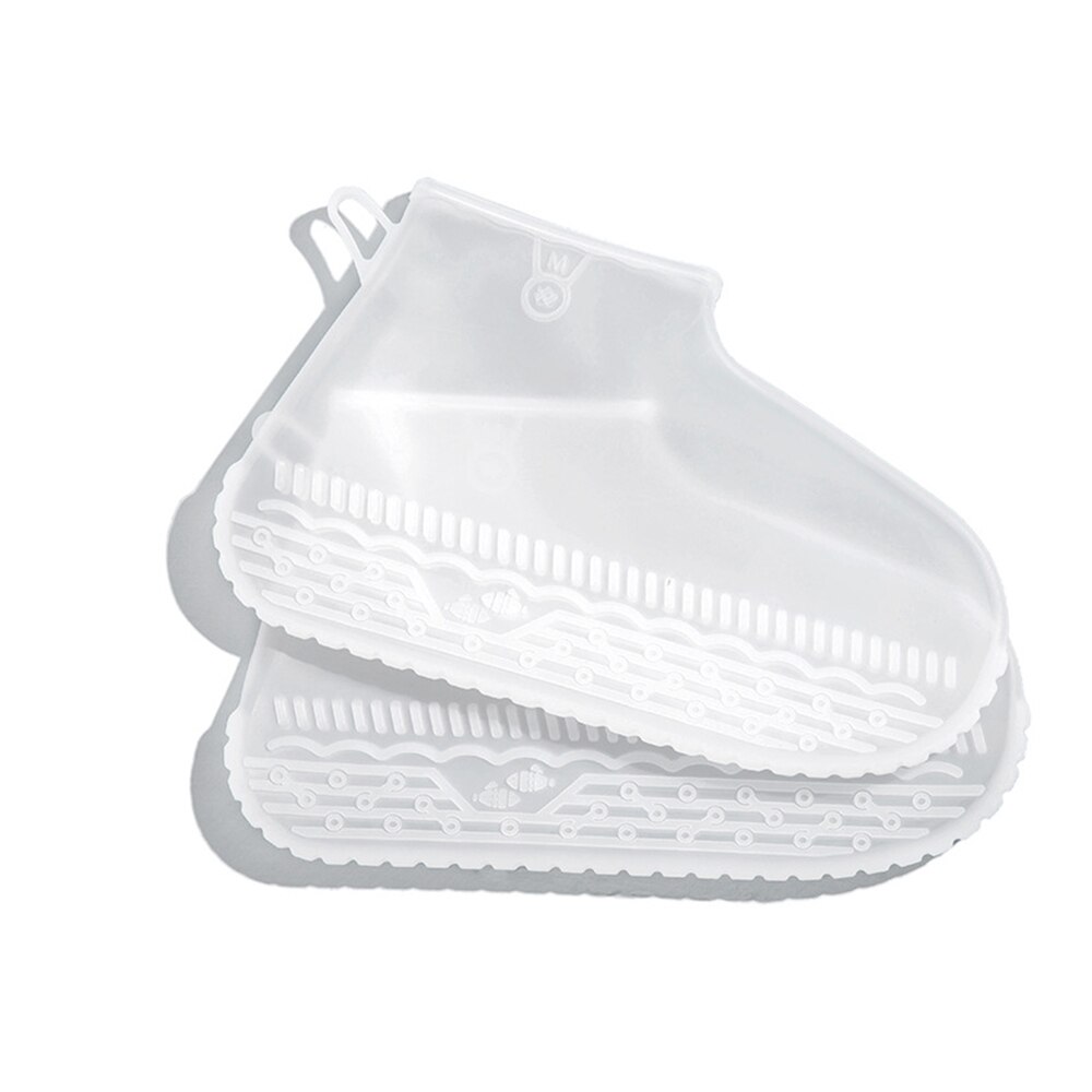 Siliconen Waterdichte Gewatteerde Schoen Cover Herbruikbare Regenachtig Weer Waterdichte Antislip Schoen Beschermhoes Unisex Clean Shoe Cover: White / L 15x24.5cm
