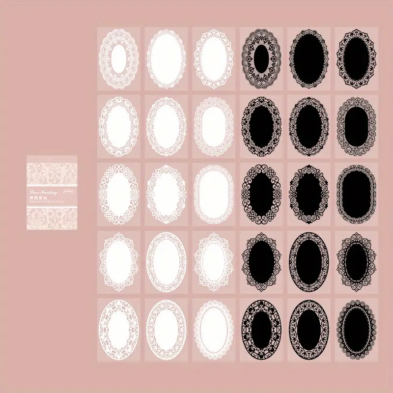 30 pièces, Style Vintage noir et blanc dentelle autocollants livre bricolage Journal indésirable Journal décoration Collage PET autocollant Album Scrapbooking