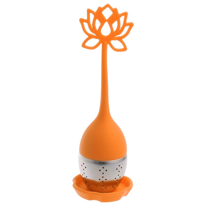 17cm silikone lotus løse te infuser rustfrit stål filter diffuser si teposer søde: Orange