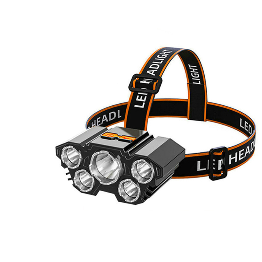 5 LED-koplamp Oplaadbaar met ingebouwde 18650-batterij Sterk licht Koplamp Camping Avontuur Vissen Hoofdlamp Zaklamp