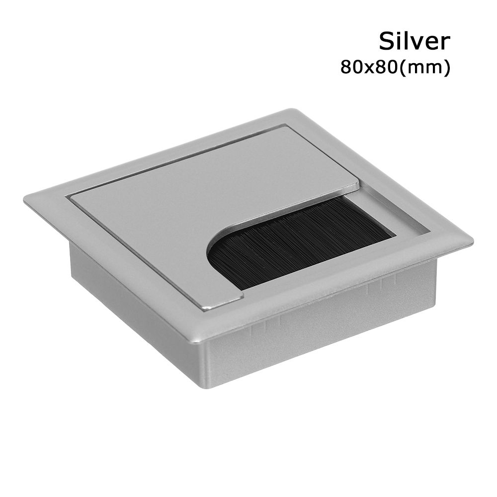 Porte-câble rectangulaire, trou d&#39;œillet, Port de sortie avec brosse noire, décor de bureau d&#39;ordinateur, boîte à fil, rangement de câbles de bureau: Black-80x160mm