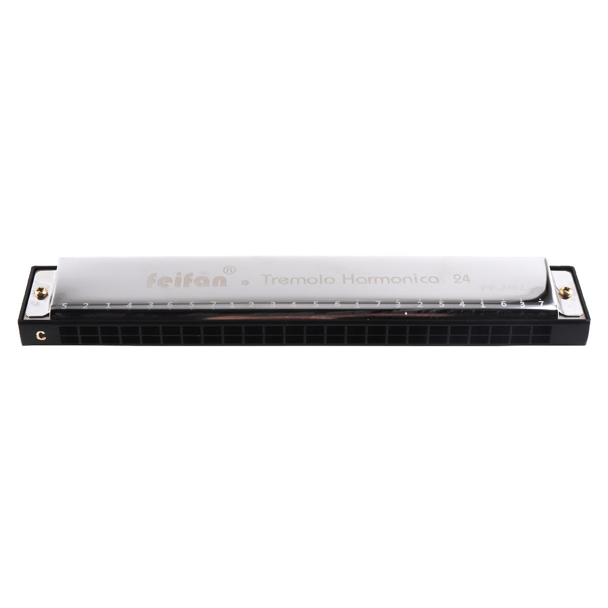 Zilveren feifan 24 gaten 8k titanium mondharmonica tremolo toon keyc harp mondorgel muziekinstrumenten voor beginners