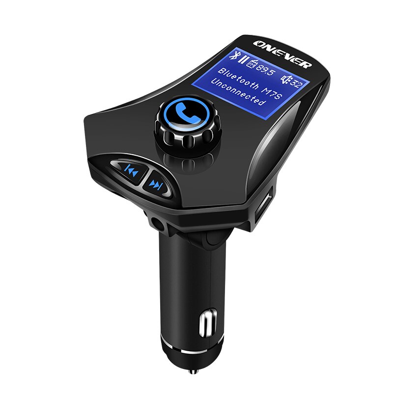 Onever kabellos FM Sender Bluetooth Wagen Bausatz MP3 Spieler Aux Modulator Freisprechen LCD Anzeige USB TF Auto Ladegerät mit EQ modus: Schwarz