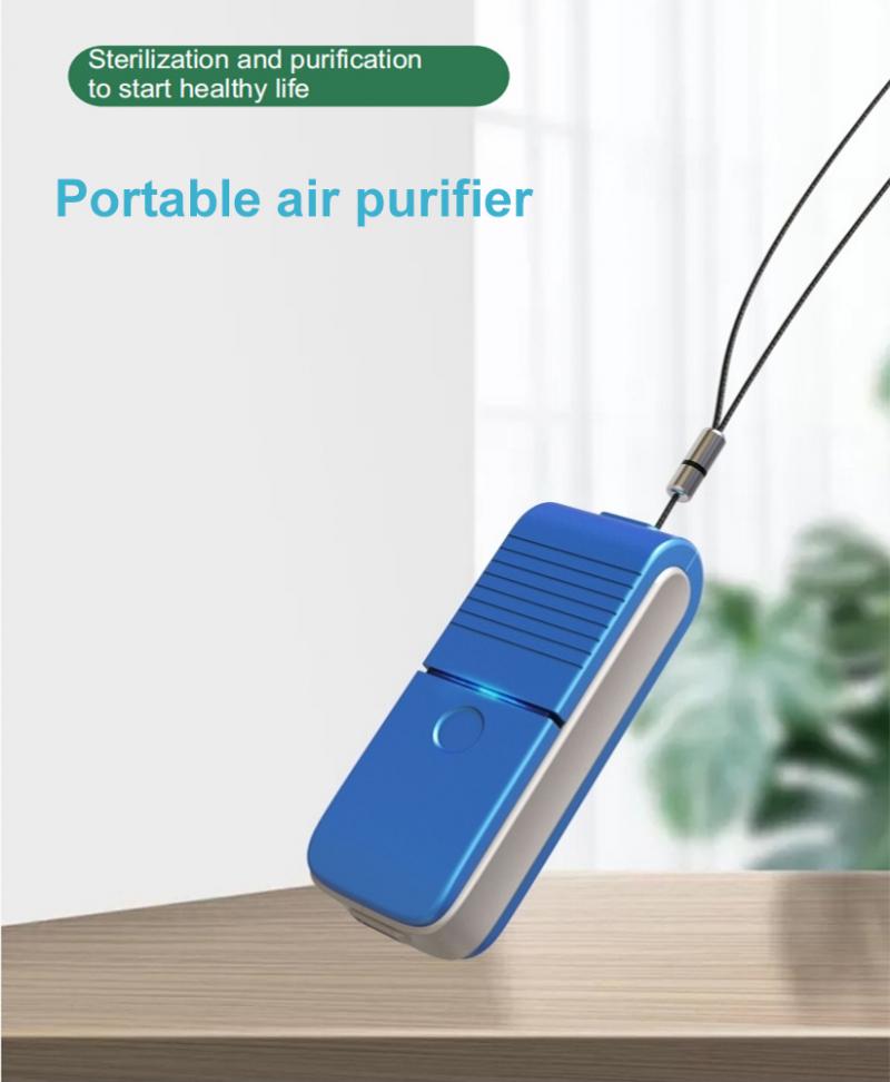 Mini Ozone Generator Air Purifier USB Rechargeable Small Space Clear Odor Formaldehyde Second-hand Smoke Necklace Air Purifier: Blue