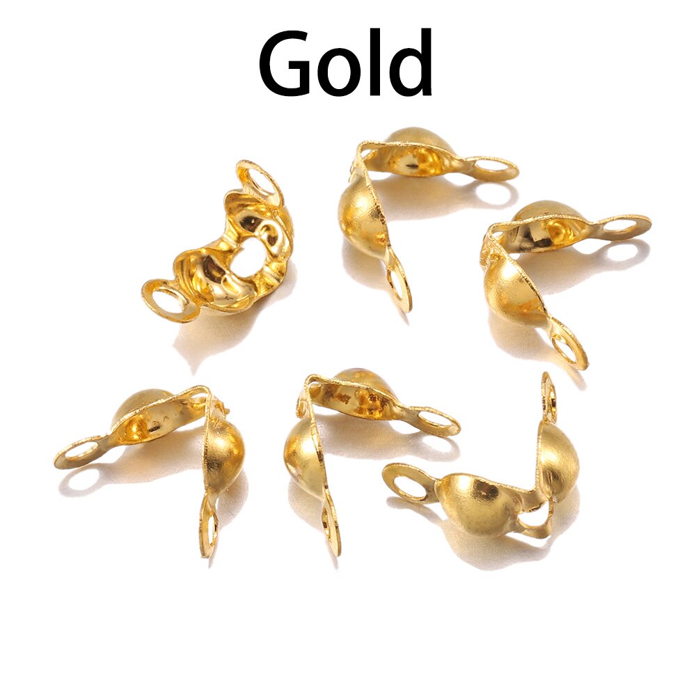 Connecteurs de chaîne à billes 4x7mm, fermoirs, pointe de perle, coquille de palourde pour bricolage, collier, Bracelets, accessoires de fabrication de bijoux, 100 – 1200 pièces/lot: Gold