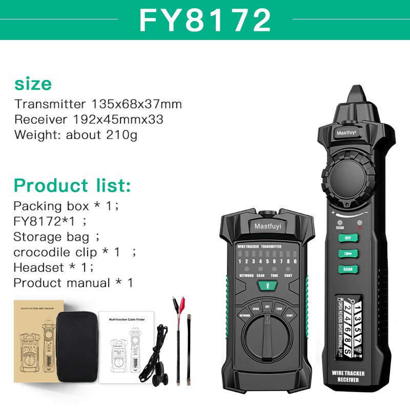 Mastfuyi Network Cable Tracker RJ11/RJ45/Cat5/Cat6 Telephone Wire Tracer Toner Ethernet LAN Tester Detector Line Finder: Default Title
