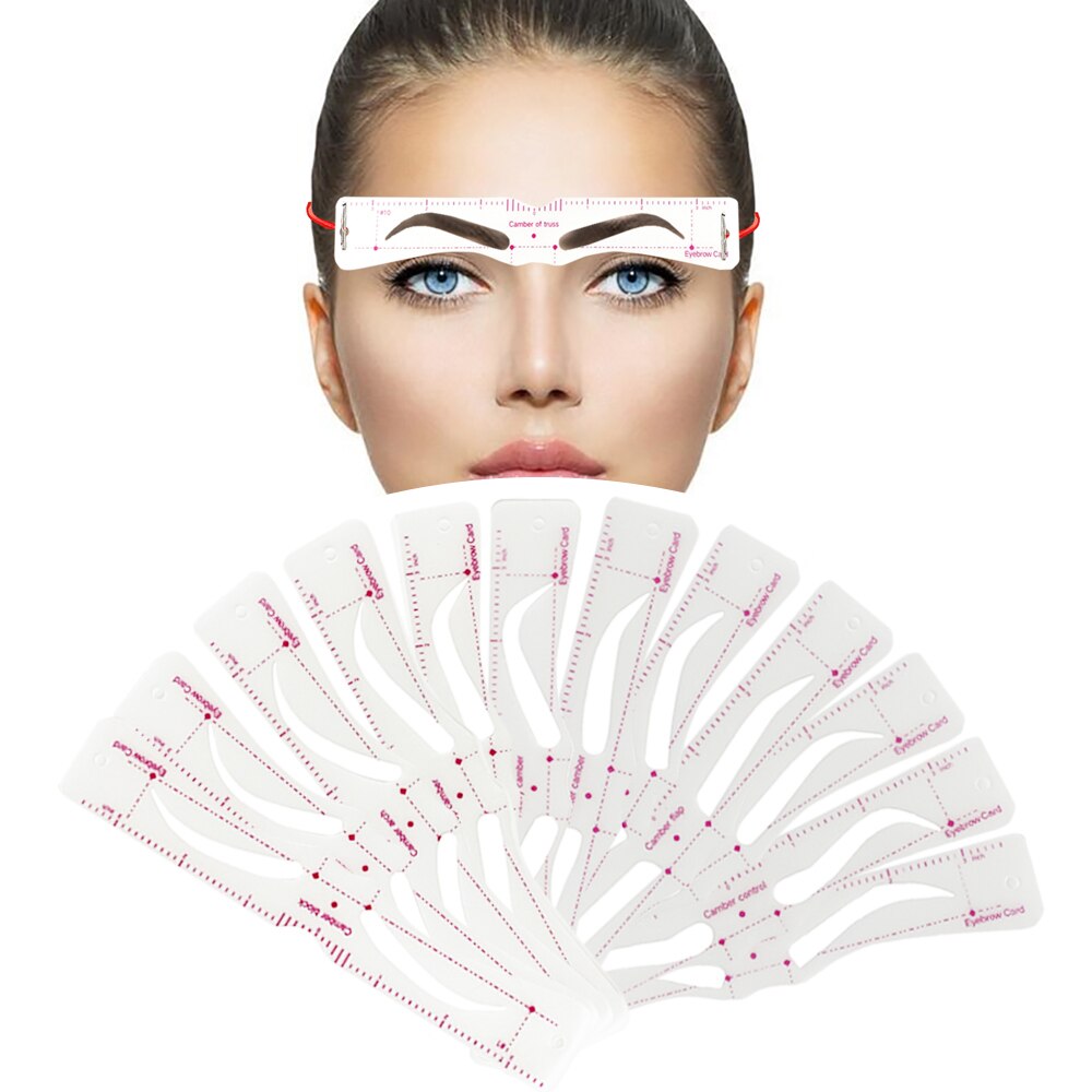 12 st återanvändbara ögonbryn stencil kort mall ögonbryn klistermärke verktyg rita perfekta ögonbryn makeup ritguide verktyg