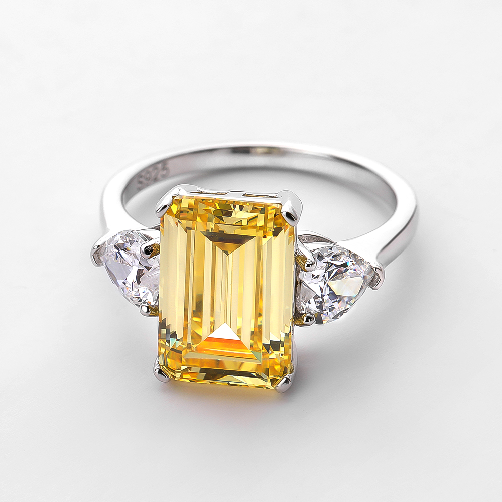 OEVAS, anillos de boda de circón brillante con diamantes de alto carbono de 7 quilates para mujer, joyería de de 100% Plata de Ley 925 de