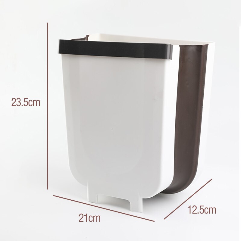Kitchen Folding Waste Bins Garbage Bin Bathroom Foldable Car Door Wall Mounted Trashcan Toilet Waste Storage Bucket: White - S