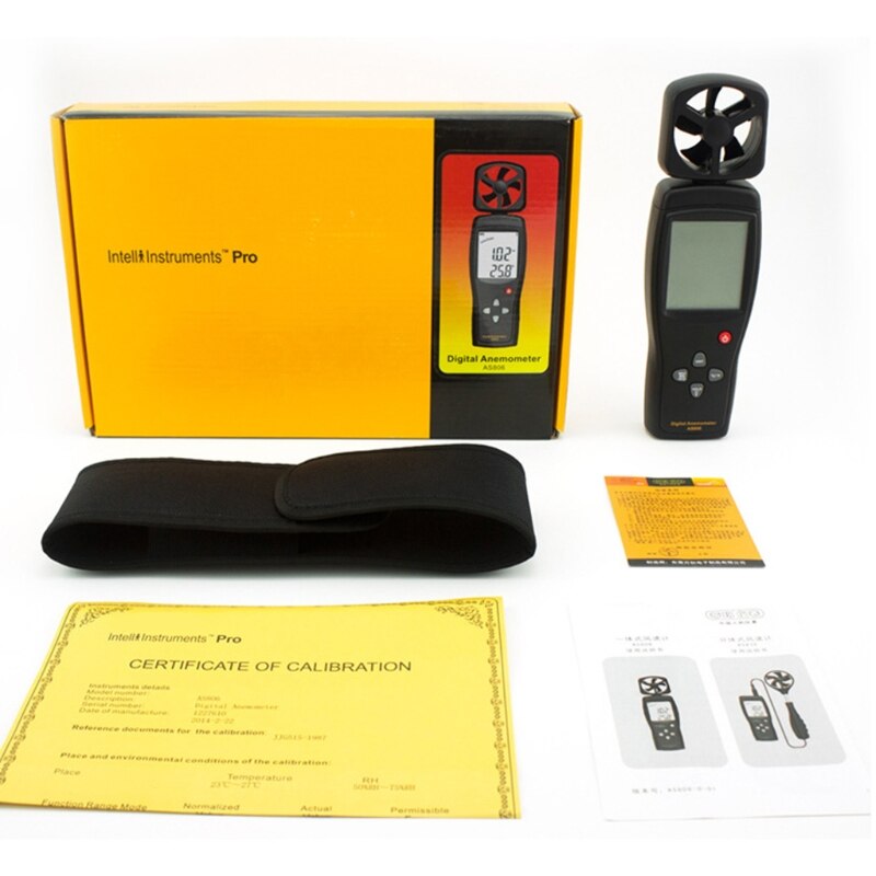 AS806 Portable Digital Anemometer Wind Speed Meter with Thermometer LCD Backligh
