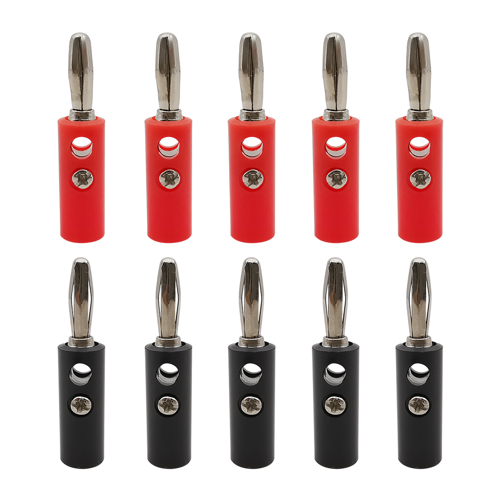 10 stück rot-schwarze 4mm- bananenstecker-lautsprecherkabelverbinder, vergoldet/vernickelt, 4mm bananenstecker (männlich/weiblich): Multi