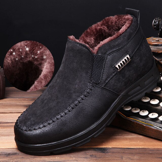 Vinterstøvler til mænd vintersko varm plys pels snestøvler til mænd ankelstøvler herre vinterstøvler bota masculina botas hombre: Sort / 10